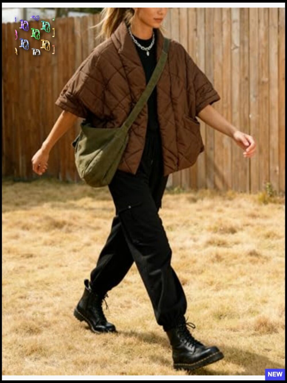 Oversized Puffer Vest Lightweight Quilted Jacket Casual Chic Outerwear with - Picture 6 of 7